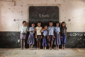 South American school children who are part of the "1 egg a day" program to prevent stunting and hunger